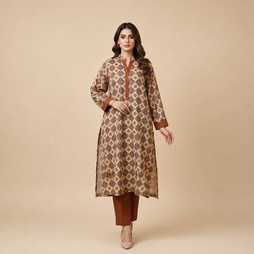 Women's Magenta Ethnic Printed Kurta Pant Set