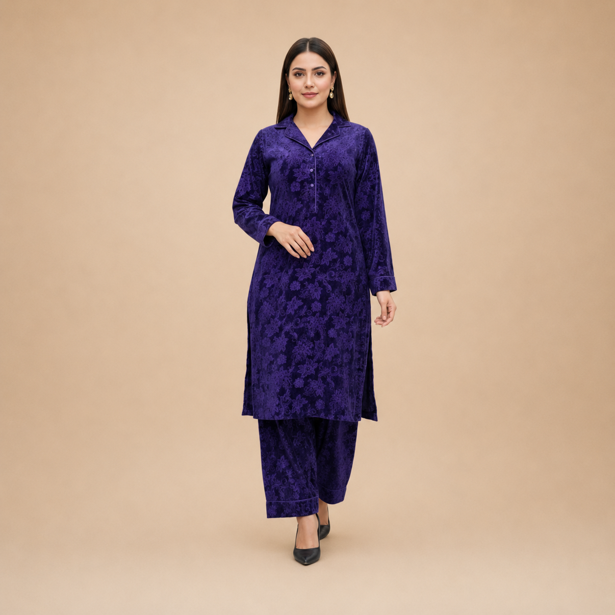 Women's Mustard Floral Printed Kurta Pant Set