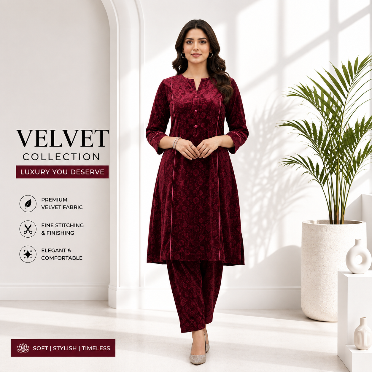 Women's Magenta Ethnic Printed Kurta Pant Set
